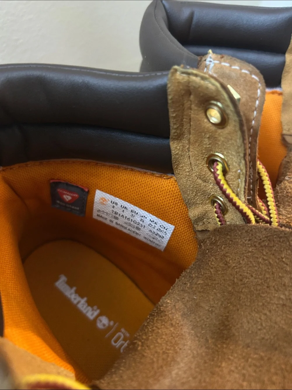 Timberland Kids Brown Suede Boot with Orange Lining